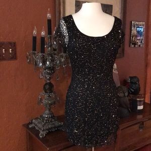 Marineblu black with gold sequins.